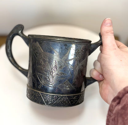 Quadruple Plate Trophy Cup, Hartford Silver Plate Co. #1150 - Etched Floral Hartford Silver Plate Open Sugar Bowl