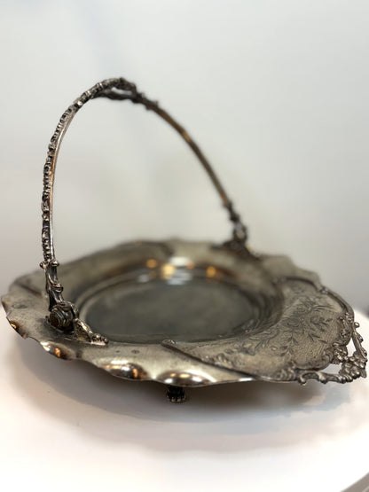 Antique Quadruple-Plated Van Bergh Bridal Basket Model #1110 - Van Bergh Victorian Era Vintage Bride Basket