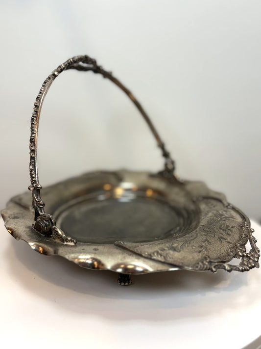 Antique Quadruple-Plated Van Bergh Bridal Basket Model #1110 - Van Bergh Victorian Era Vintage Bride Basket