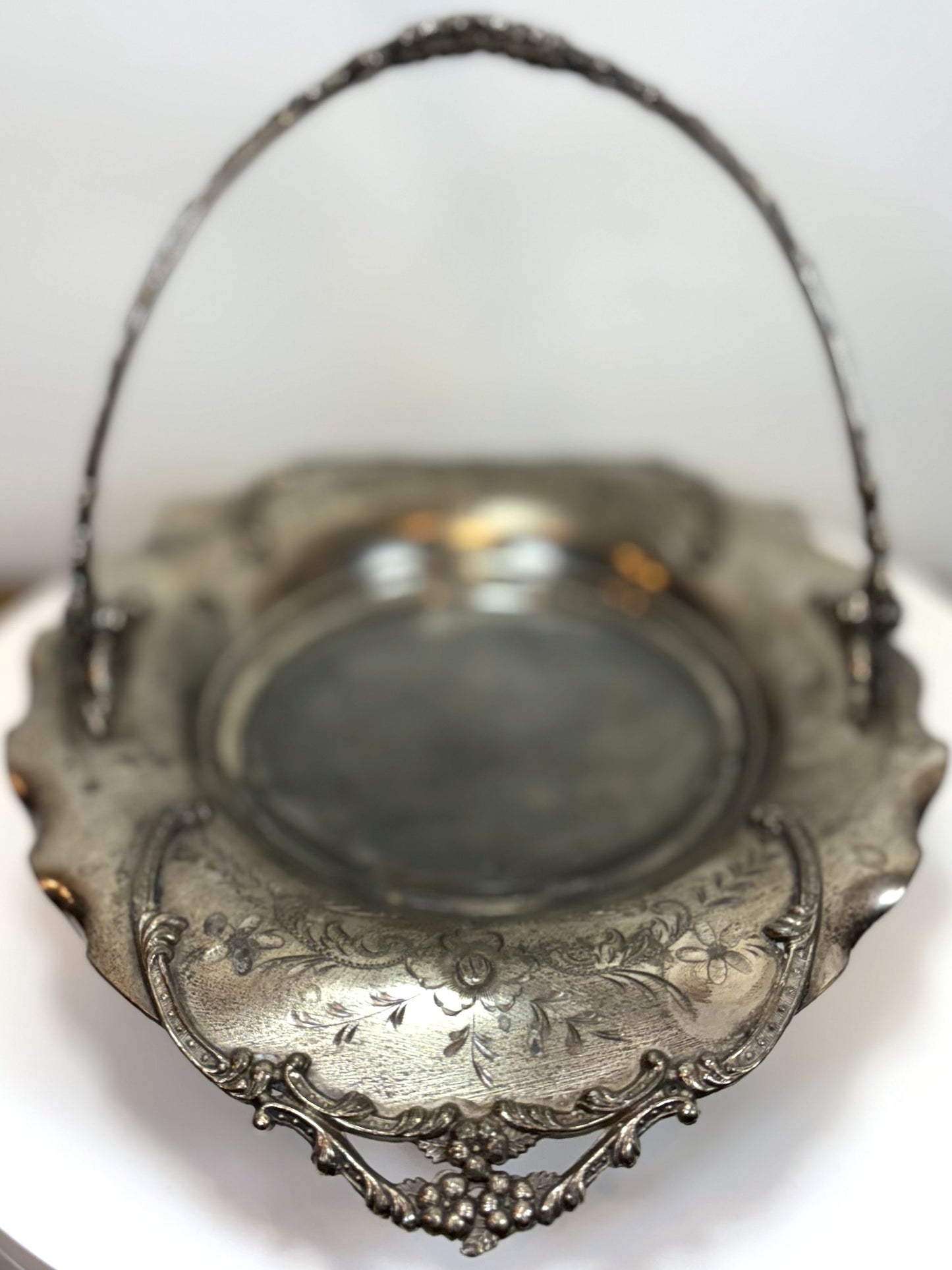 Antique Quadruple-Plated Van Bergh Bridal Basket Model #1110 - Van Bergh Victorian Era Vintage Bride Basket