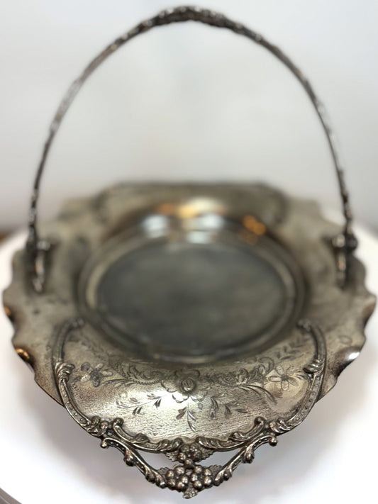 Antique Quadruple-Plated Van Bergh Bridal Basket Model #1110 - Van Bergh Victorian Era Vintage Bride Basket