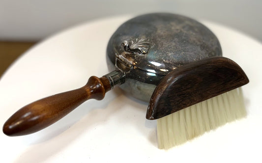 Antique Silent Butler Two Piece Set Brush and Tray - 1950s Silent Butler Crumb Catcher and Brush Full Set