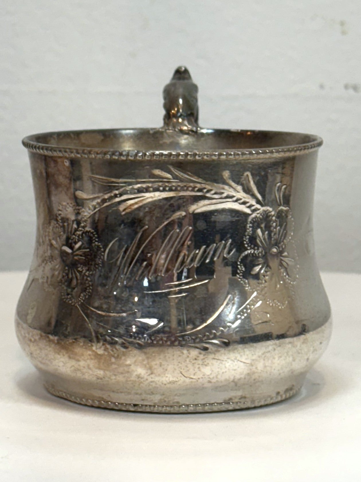 Quadruple Plate Christening Cup Customized "William" Engraving Model #302 - Antique Superior Silver Co. Quadruple Plate Cup