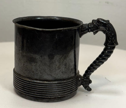 Vintage James W. Tufts Quadruple Plate Christening Cup - Antique Child's Cup Dragon Handle Motif by James Tufts of Boston, Mass