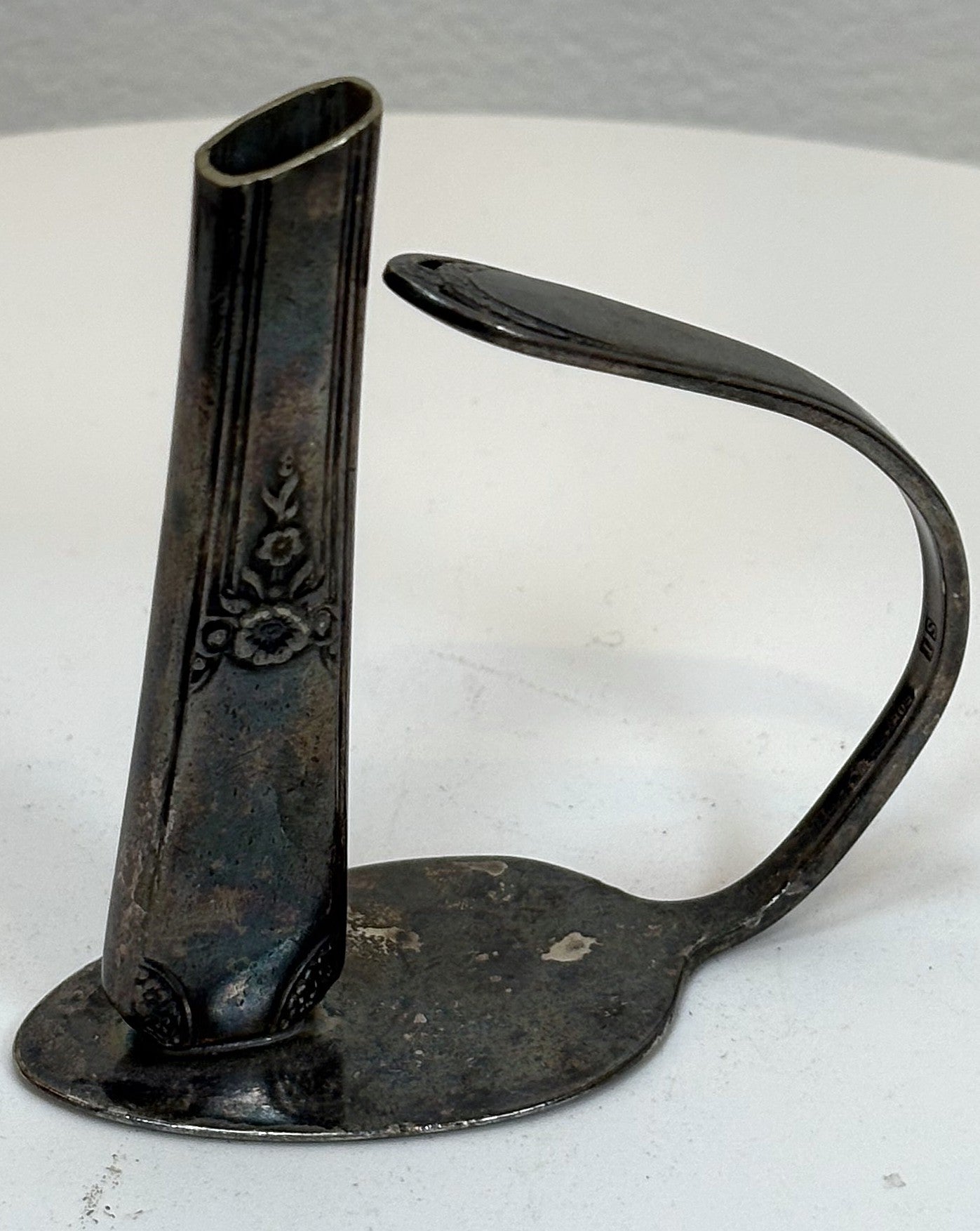 Handmade Antique Spoon Vase - Upcycled Spoon Candle Holder - Antique Bud Vase Silverplate Spoon