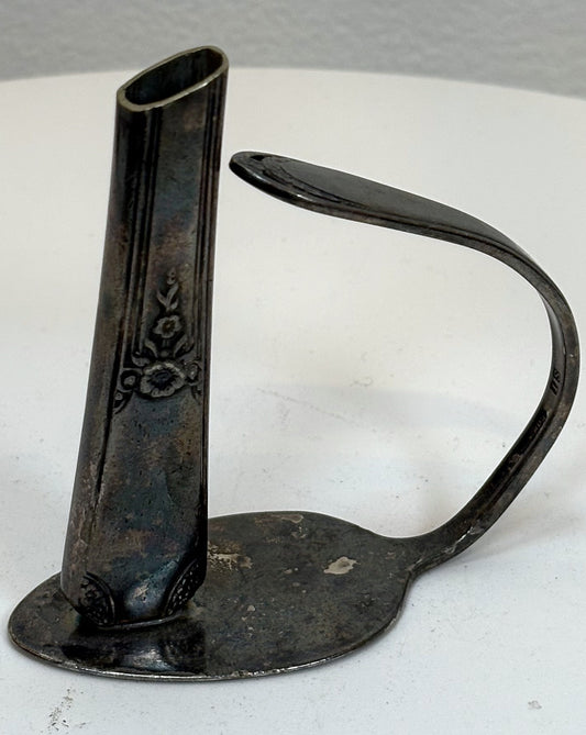 Handmade Antique Spoon Vase - Upcycled Spoon Candle Holder - Antique Bud Vase Silverplate Spoon
