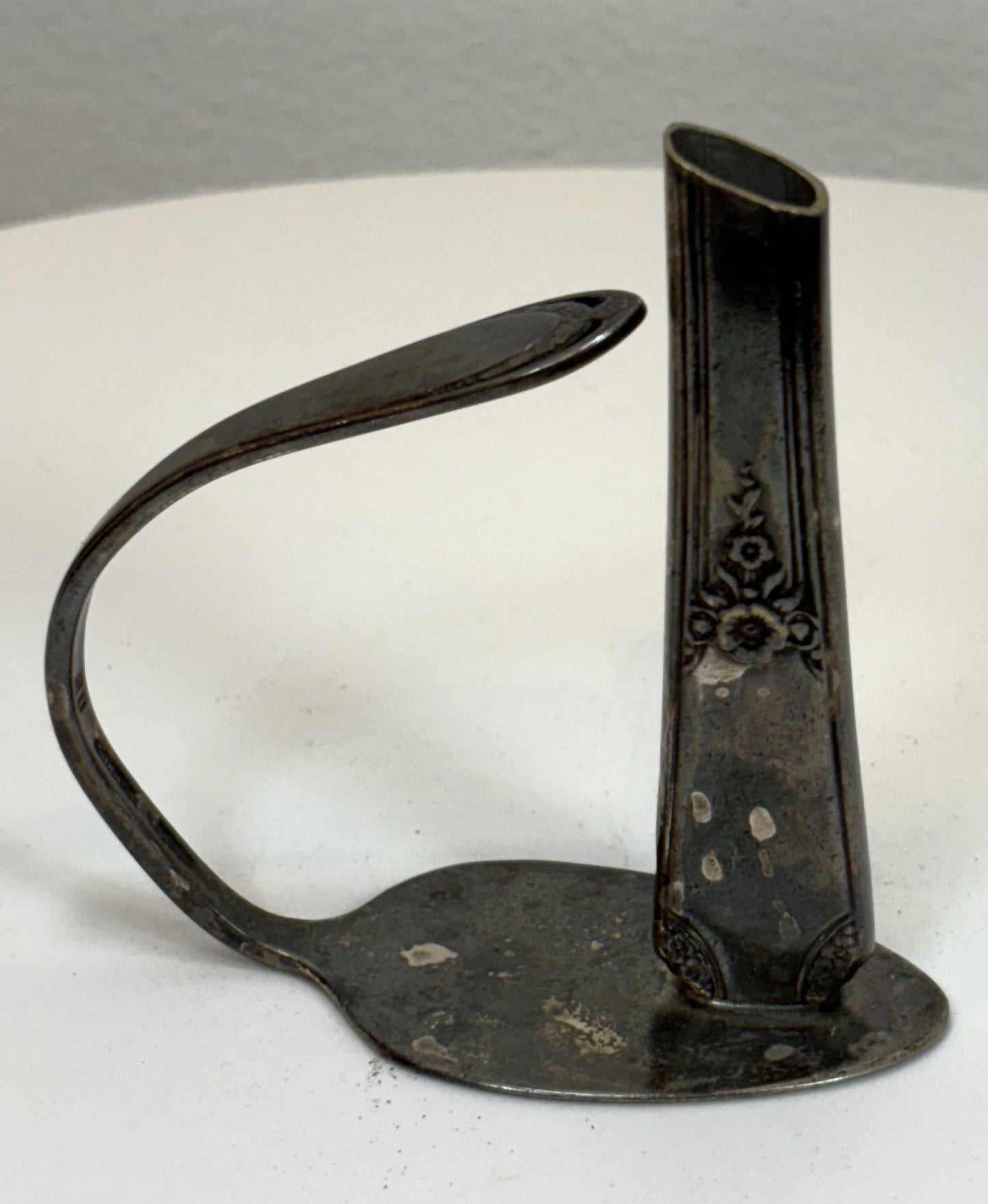 Handmade Antique Spoon Vase - Upcycled Spoon Candle Holder - Antique Bud Vase Silverplate Spoon