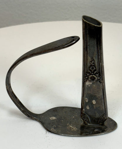 Handmade Antique Spoon Vase - Upcycled Spoon Candle Holder - Antique Bud Vase Silverplate Spoon