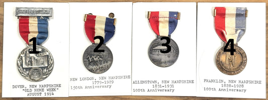 New Hampshire Commemorative Souvenir Town Medals - Antique Anniversary New Hampshire Town Medals 4 to Choose From!!!