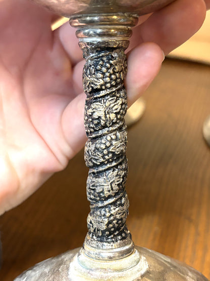 Antique Valero EPB Spain Silver Plate Champagne Goblets 4 PC Set - E.P.B. Valero Spain Silver Plate Dinnerware Cups