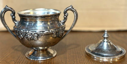 3-Piece Tea & Coffee Service with Creamer and Sugar, Double Plate on Copper - Vintage Sterling Three Piece Tea Service Set