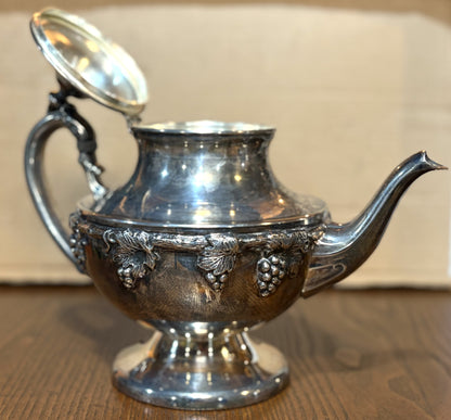 3-Piece Tea & Coffee Service with Creamer and Sugar, Double Plate on Copper - Vintage Sterling Three Piece Tea Service Set