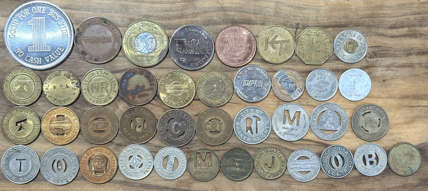 Over 40 Transit Tokens, Pick Your Variant! - Unique Vintage Transit Tokens Pick your Variant!!!