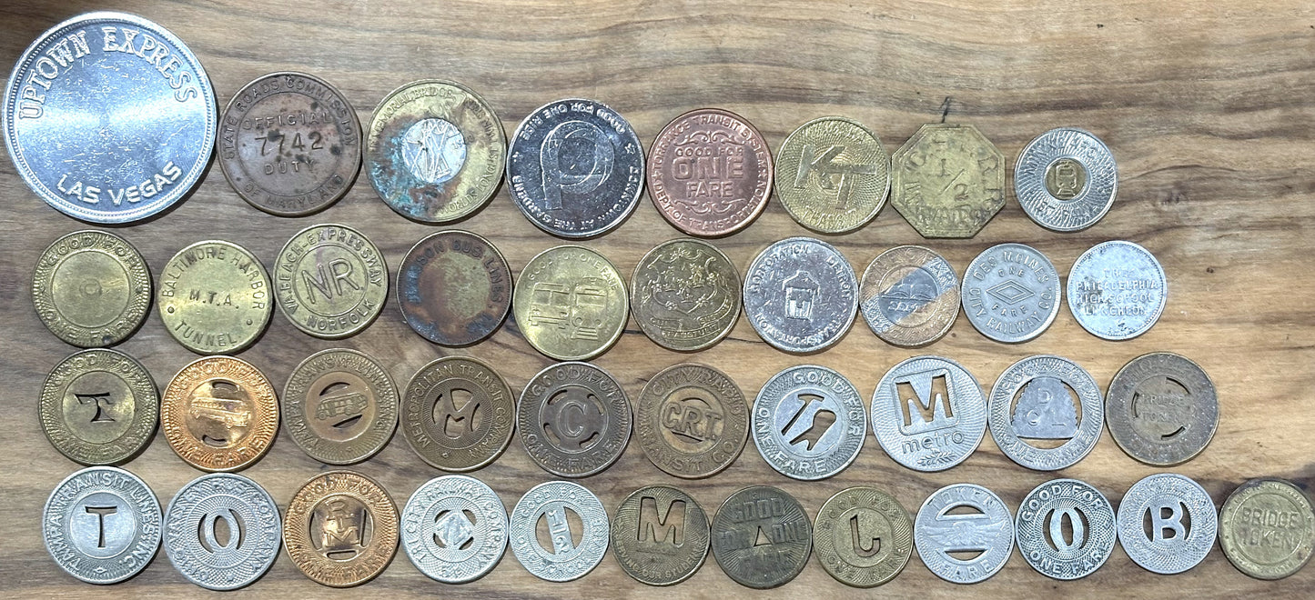 Over 40 Transit Tokens, Pick Your Variant! - Unique Vintage Transit Tokens Pick your Variant!!!