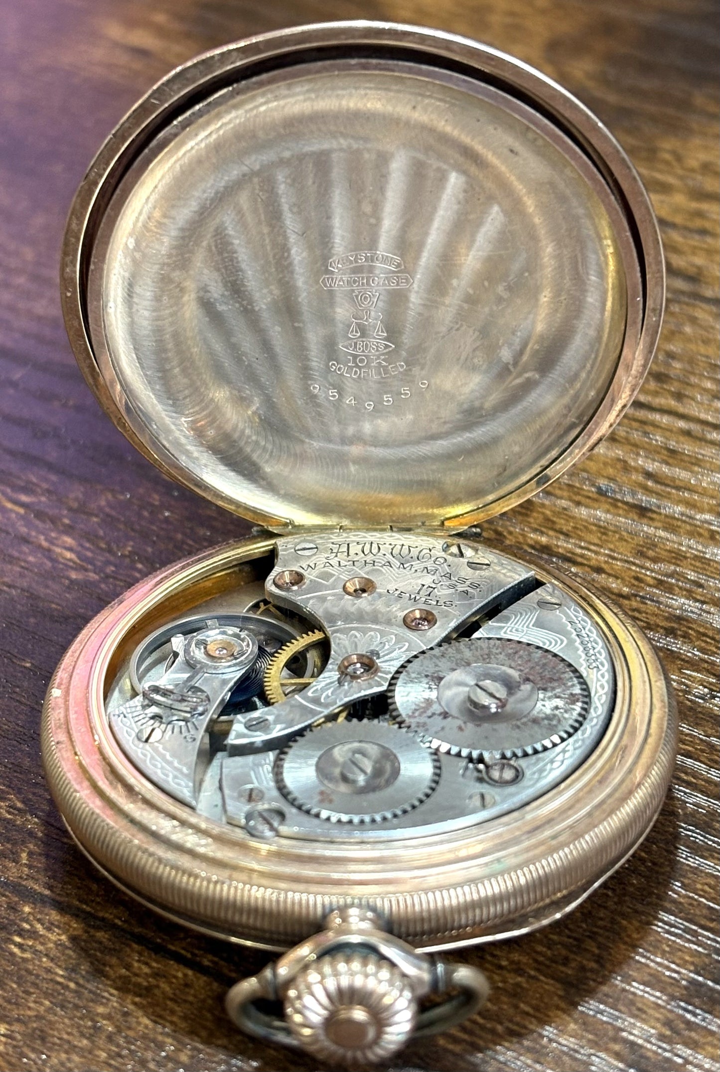Antique Waltham 10k Gold Filled Pocket Watch Custom Engraved "1938, W.D.G" - Stunning Vintage Pocket Watch 10k Gold Filled by Waltham