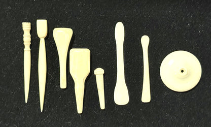 Antique Handmade 17pc Dollhouse Furniture and Accessories Made From Bone - Vintage Bone Dollhouse Furniture Seventeen Piece Set, One of a Kind!