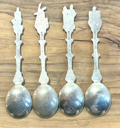 Vintage H.v.d.M. Dutch Silver Plated Souvenir Spoons Set - 8-Piece Holland Windmill and Traditional Figure Souvenir Spoon Collection - Collectible Holland-Themed Demitasse Spoons