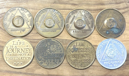 Antique Sobriety Medallions - Vintage Pick Your Variant Alcoholics Anonymous Medal