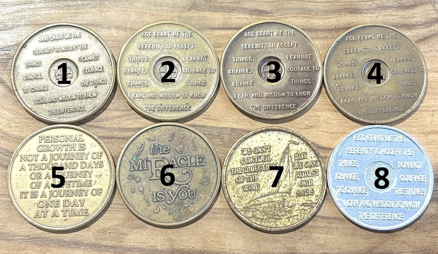 Antique Sobriety Medallions - Vintage Pick Your Variant Alcoholics Anonymous Medal