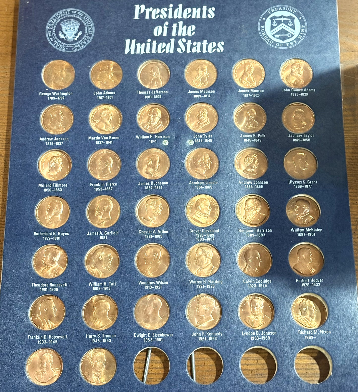 Presidents of the United States Featuring 38 Presidents On A Mounted Display - Mounted Display of the Presidents of the United States