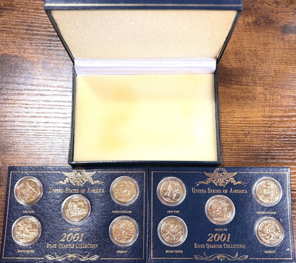 2001 Five Coin Set 24K D & P Mint - Five Quarter Set 24K Gold Plated D and P Mint Mark