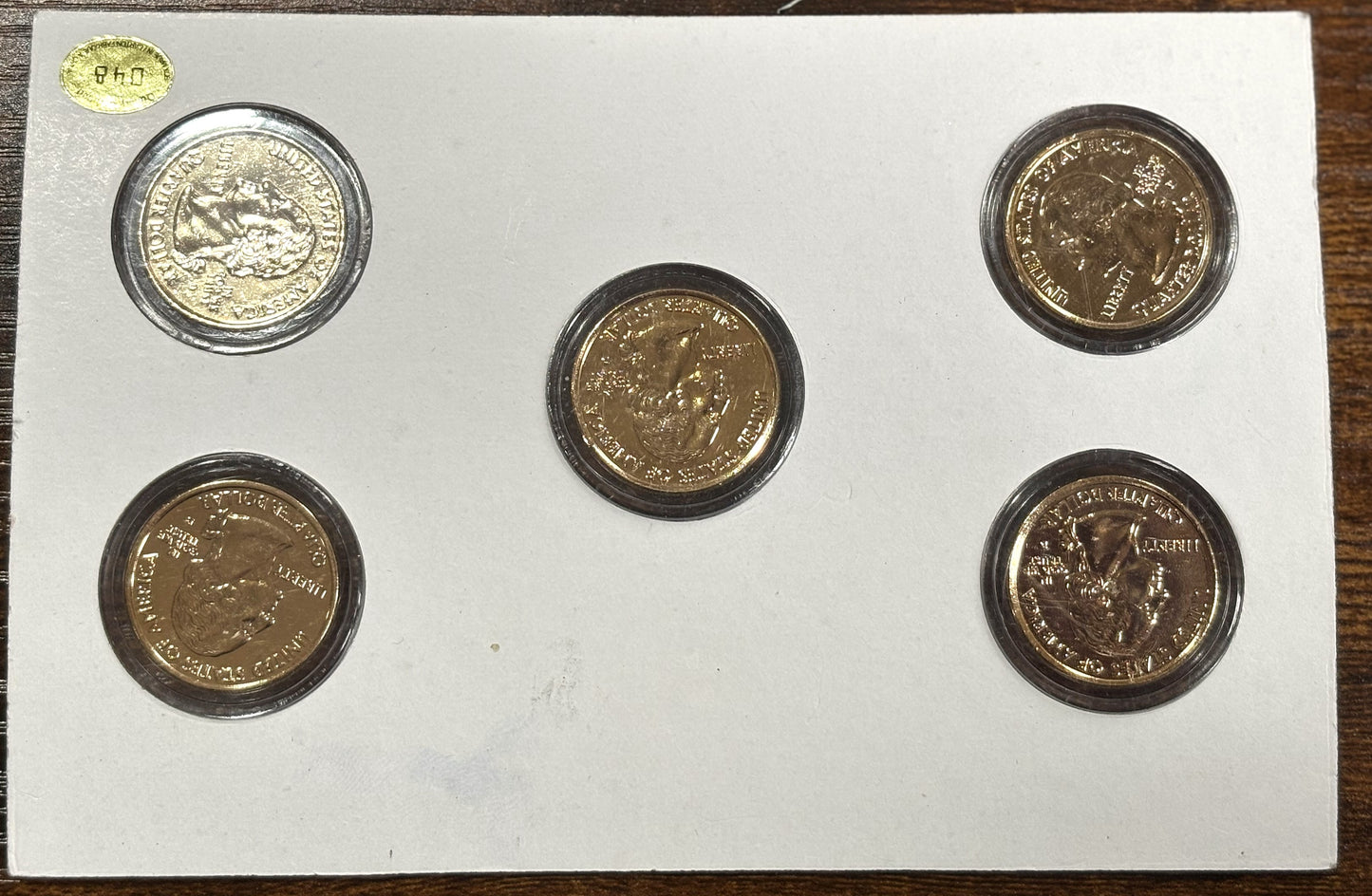 2001 Five Coin Set 24K D & P Mint - Five Quarter Set 24K Gold Plated D and P Mint Mark