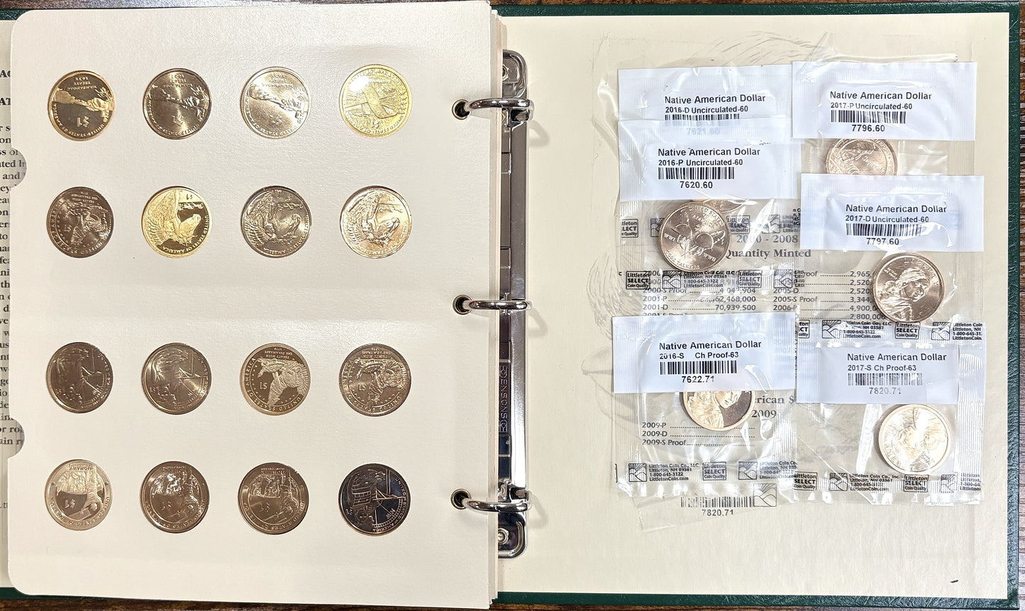 Sacagawea Dollars 2000-2008 Native American Archive Quality $1 Series Full Set - Completed Sacagawea Dollars Native American One Dollar Series