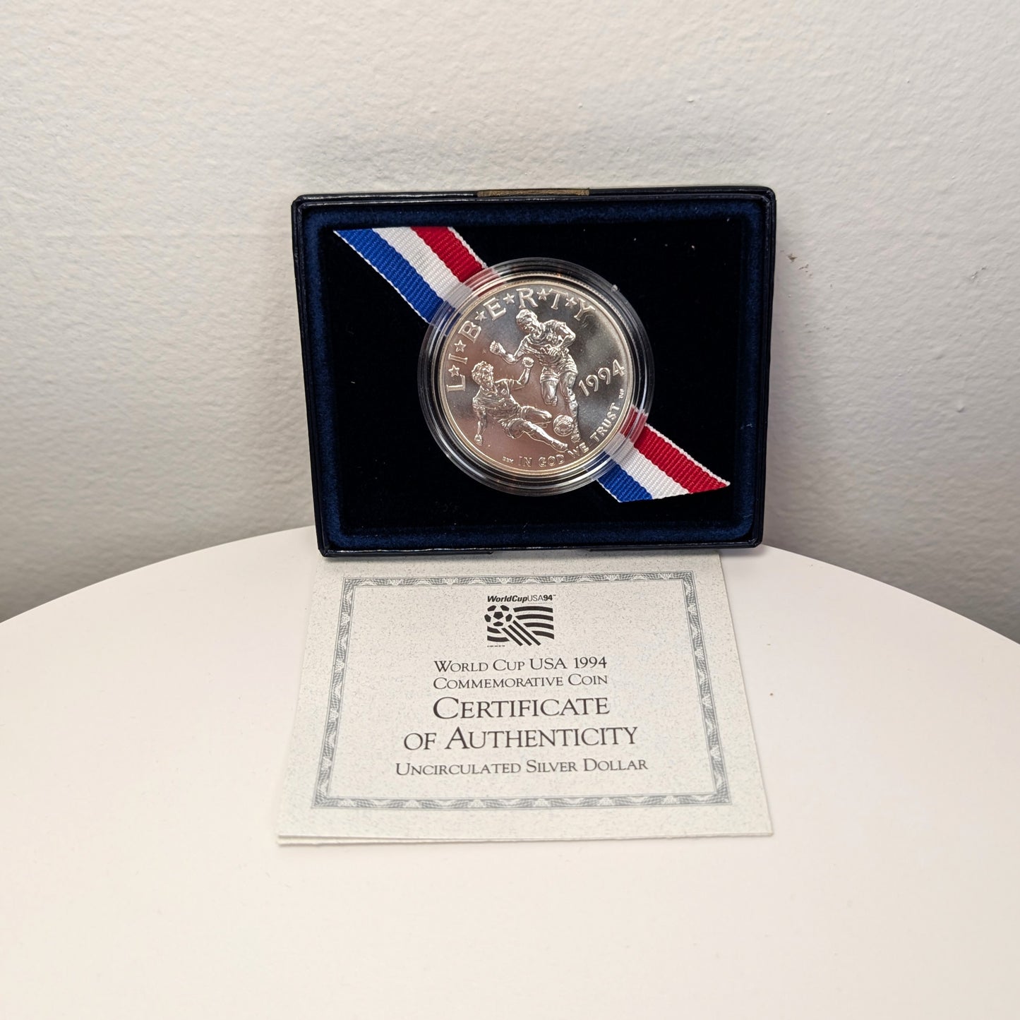 1994-D U.S. UNC Silver One Dollar World Cup Commemorative Coin with Box and COA