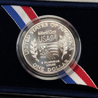 1994-D U.S. UNC Silver One Dollar World Cup Commemorative Coin with Box and COA
