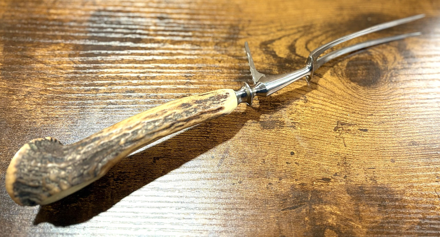 Vintage Three-Piece Rickards Sheffield Carving Set With Staghorn Handles - Vintage Richards of Sheffield England 3-Piece Carving Set