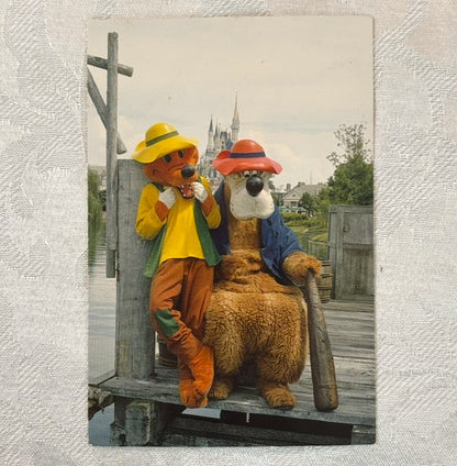 Br'er Bear and Br'er Fox at the Magic Kingdom Rivers of America Postcard - Vintage Disney Frontierland Postcard