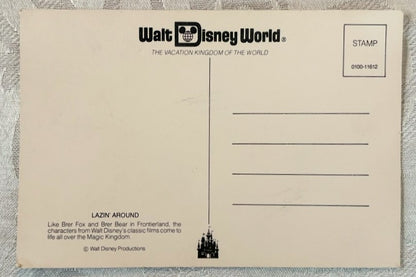 Br'er Bear and Br'er Fox at the Magic Kingdom Rivers of America Postcard - Vintage Disney Frontierland Postcard