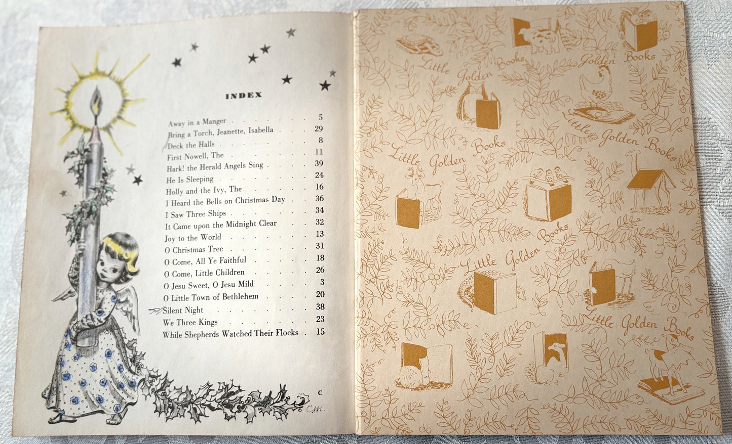 Vintage 1946 Christmas Carols Hardcover Children's Book Music - Christmas Carols Little Golden Book 1946 #26 Vintage