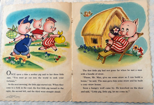 Vintage 1951 The Three Little Pigs Children's Book Whitman Publishing - Collectible Whitman Tell-A-Tale Book The Three Little Pigs
