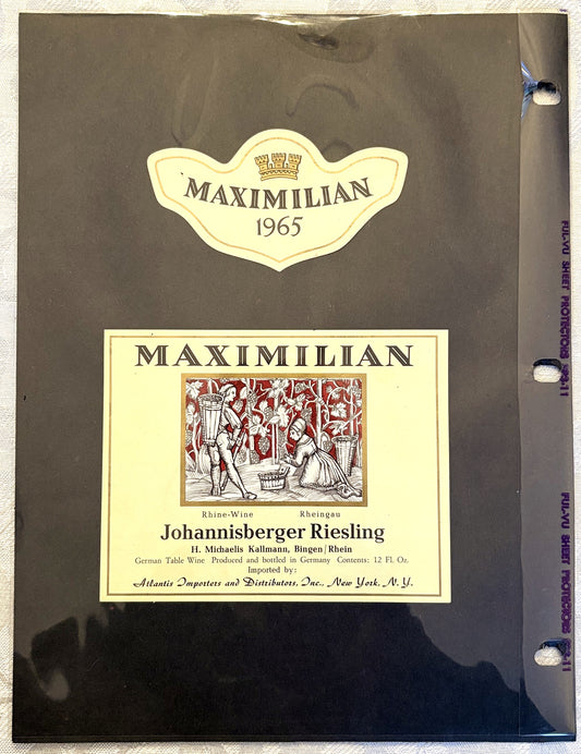 Vintage German Maximilian Wine Labels Lot of Three - Collectible Lot 3 of Vintage Maximilian Wine Labels German Ephemera