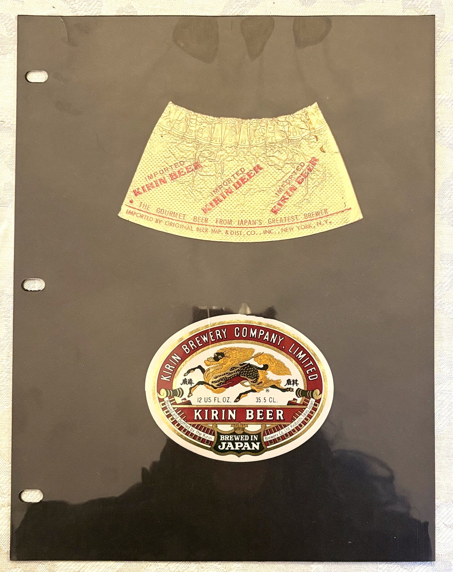 Collectible Lot: 8 Original Kirin Beer Labels Made in Japan - Authentic 1900s-era Kirin Beer Bottle Stickers/Labels 8pc Lot