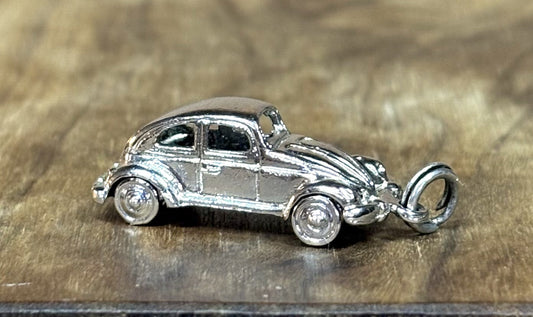 Volkswagen Beetle .925 Sterling Silver Pendant Charm - 925 Sterling Silver Vintage Pendant Volkswagen Beetle Car Charm