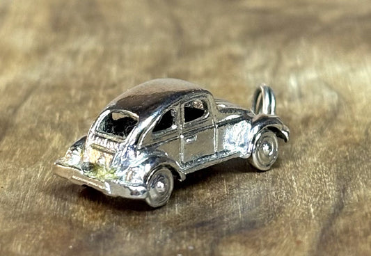 Volkswagen Beetle .925 Sterling Silver Pendant Charm - 925 Sterling Silver Vintage Pendant Volkswagen Beetle Car Charm