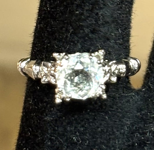 Antique Miniature Wedding Ring Charm - Vintage Miniature Engagement Ring Faux Diamond Bracelet Charm