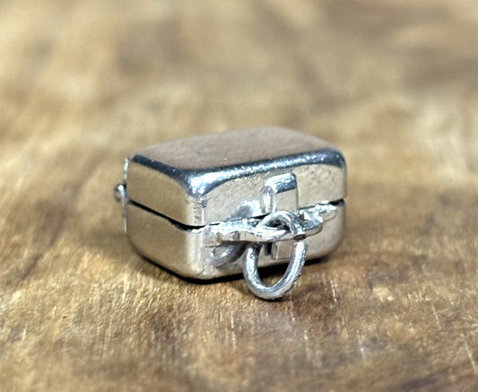 Vintage 925 Sterling Silver Travel Luggage Charm - Sterling Silver Suitcase Charm Travel Jewelry Gift