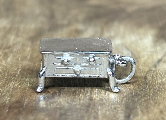 925 Sterling Silver Vintage Chest of Drawers Minimalist 3D Charm - Sterling Silver 3D Furniture Chest of Drawers Charm