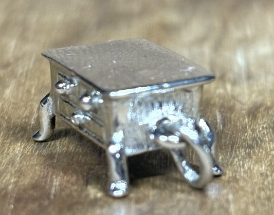 925 Sterling Silver Vintage Chest of Drawers Minimalist 3D Charm - Sterling Silver 3D Furniture Chest of Drawers Charm