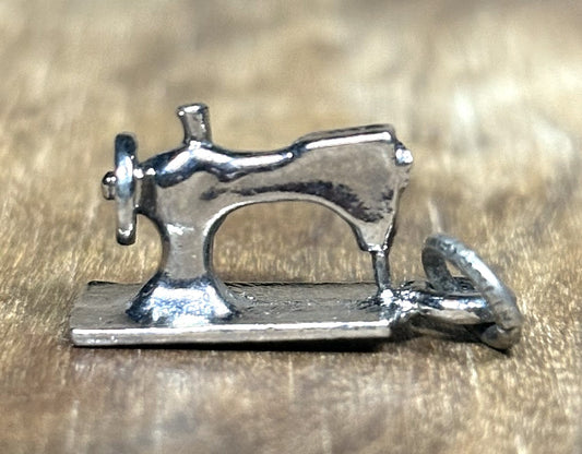 Sterling Silver Antique Style Sewing Machine Charm - Miniature Sterling Silver Sewing Machine Pendant