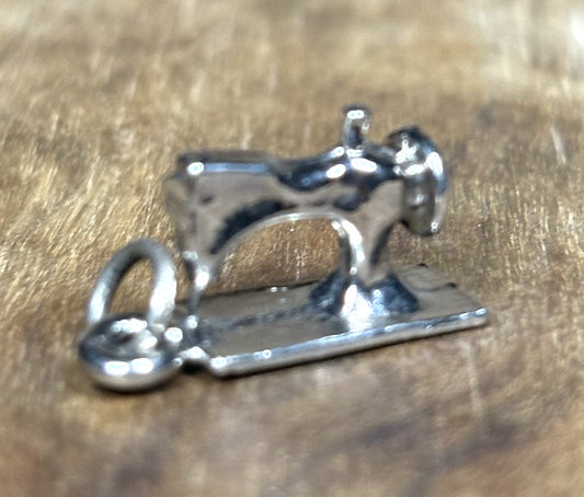 Sterling Silver Antique Style Sewing Machine Charm - Miniature Sterling Silver Sewing Machine Pendant