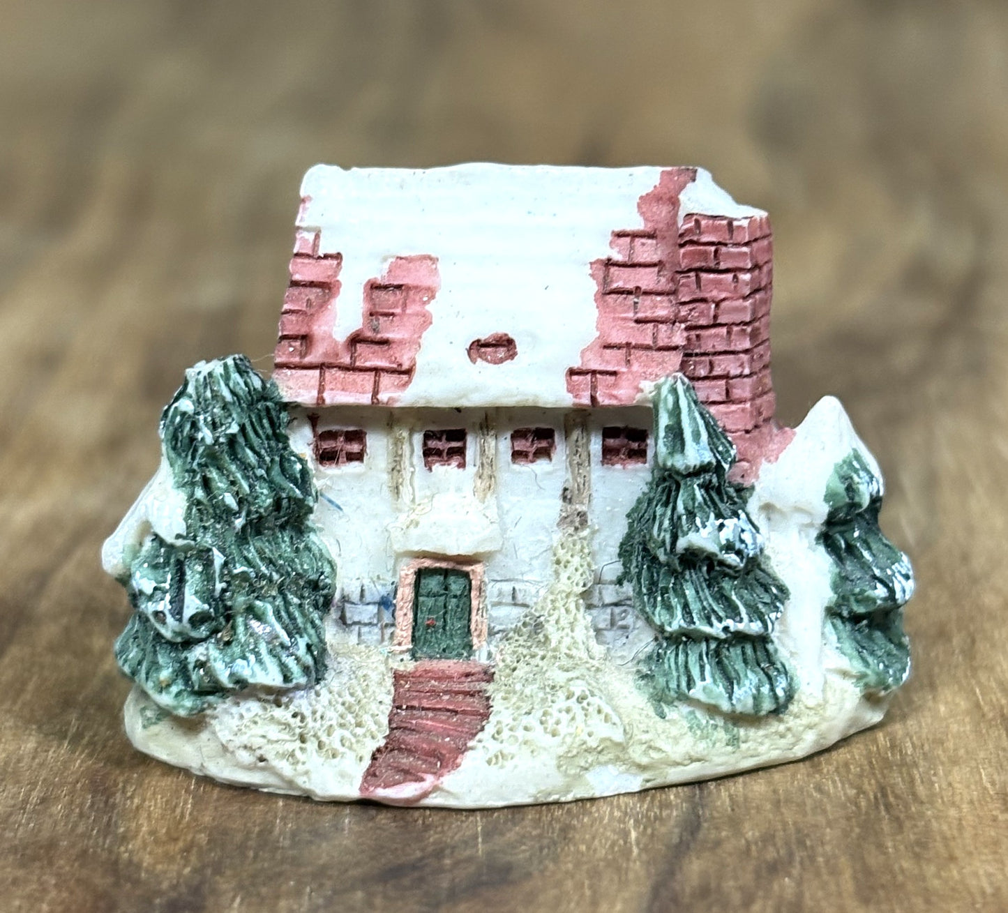 1987 Museum Collections Inc. Hand Painted Porcelain Village Cottage - Hand Painted Resin Miniature House Christmas Decor