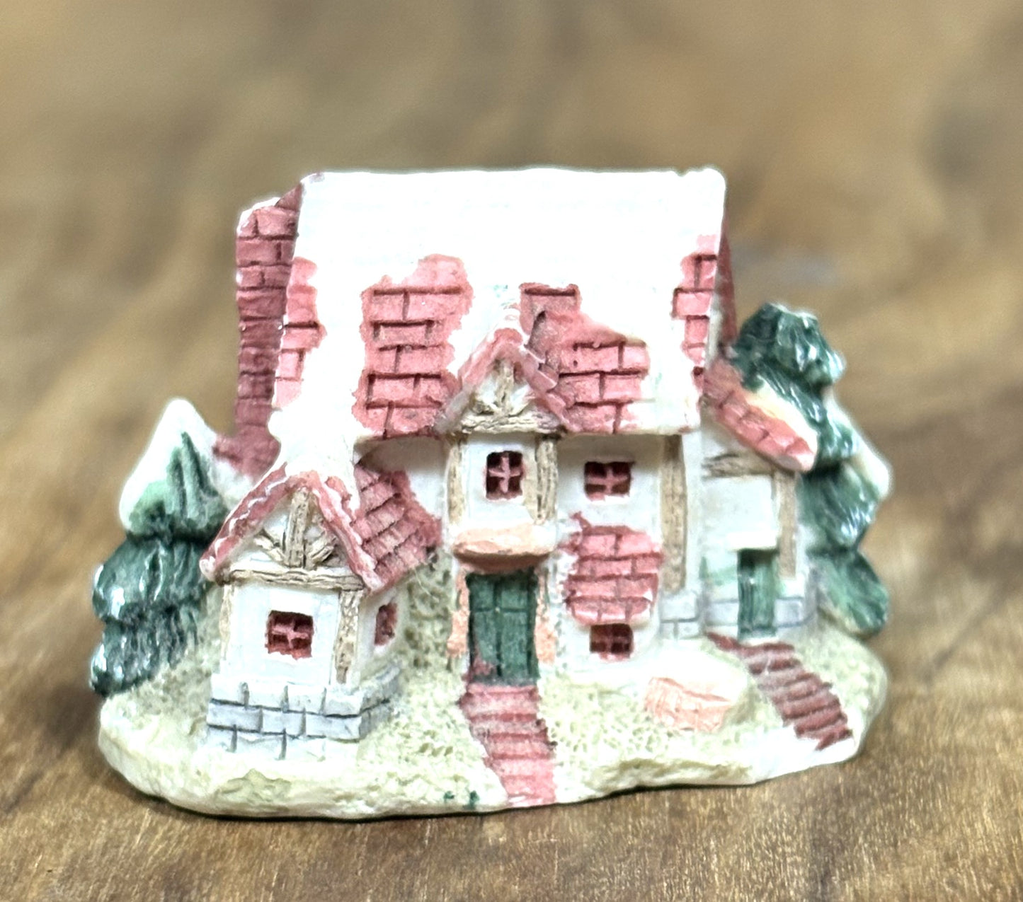 1987 Museum Collections Inc. Hand Painted Porcelain Village Cottage - Hand Painted Resin Miniature House Christmas Decor