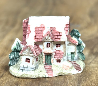 1987 Museum Collections Inc. Hand Painted Porcelain Village Cottage - Hand Painted Resin Miniature House Christmas Decor