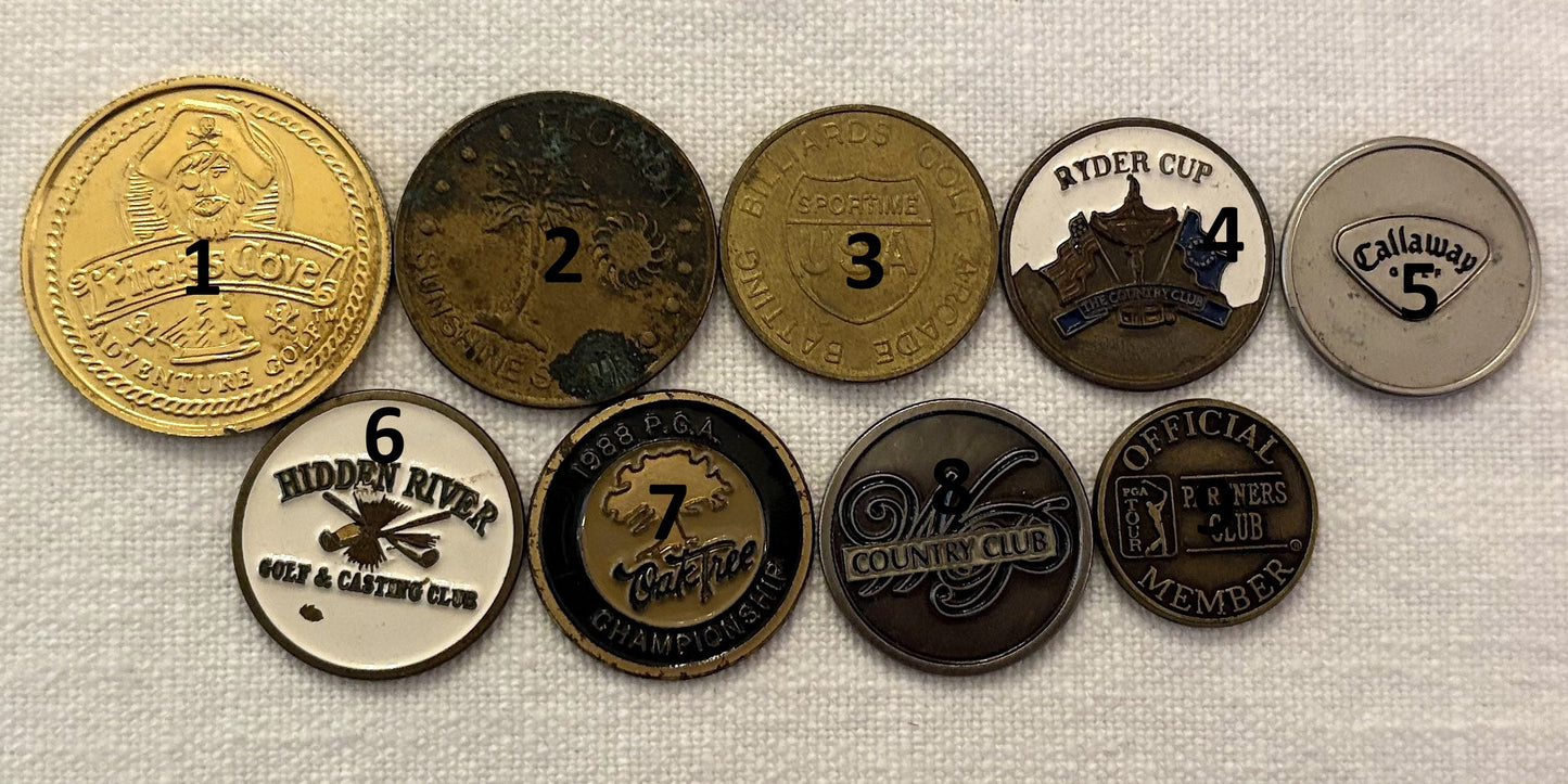 Vintage Golf Ball Markers & Arcade Tokens Multiple Varieties - Select Your Variant Golf Club Tokens