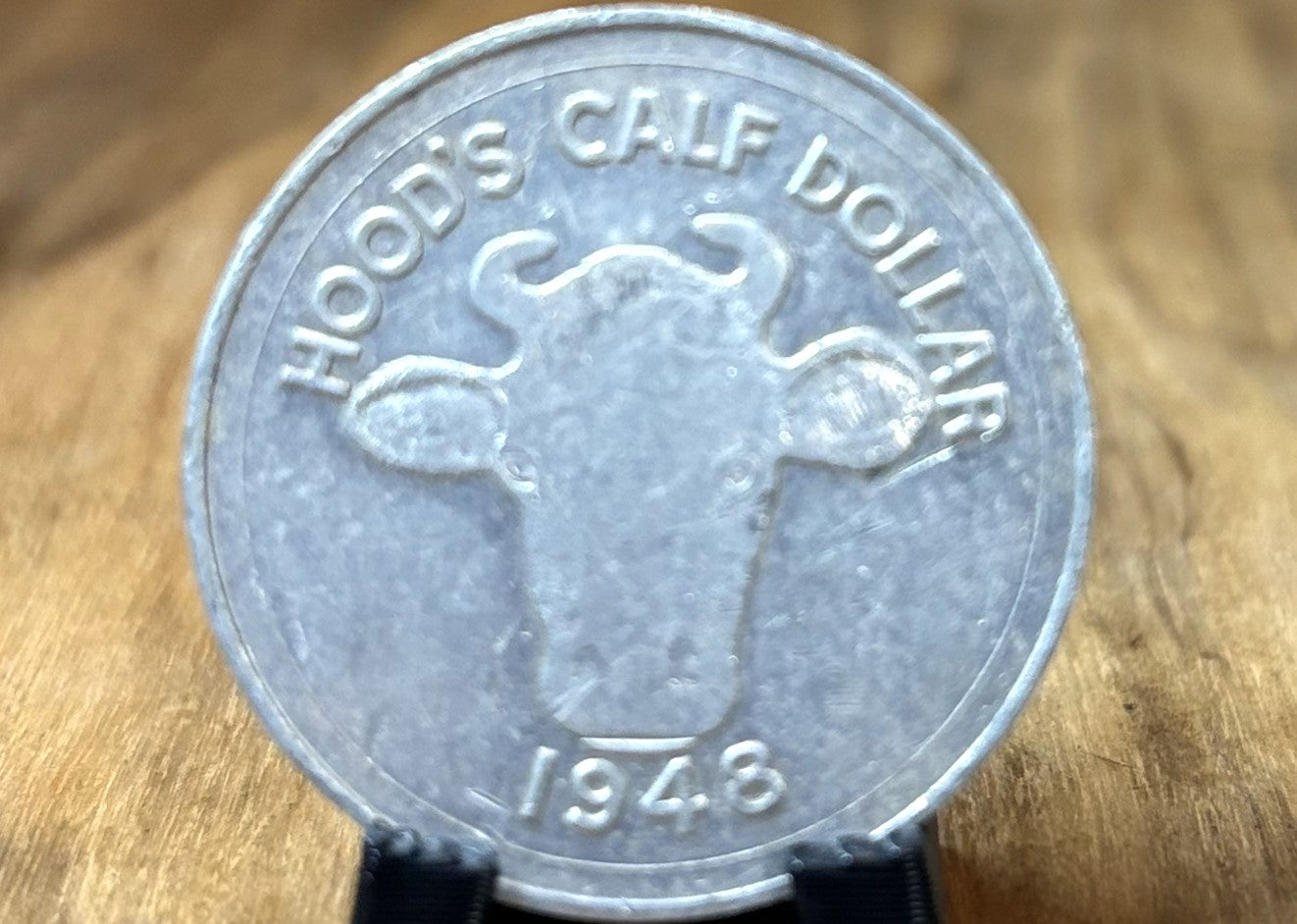 Vintage 1948 Hood’s Calf Dollar Aluminum Advertising Token - 1948 Hood’s Calf Dollar Dairy Memorabilia Token Boston, MA
