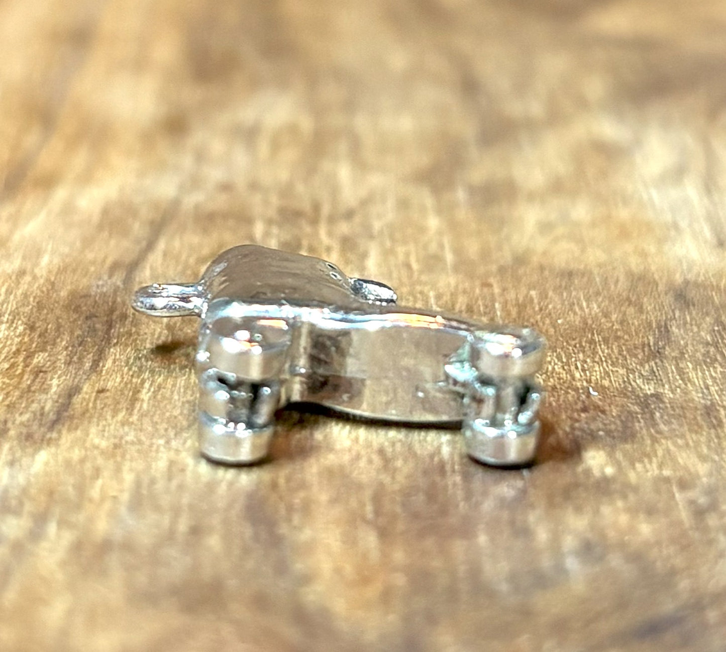 Miniature Retro Roller Skate 3D Silver Charm with Rotating Wheels - 3D Sterling Silver Roller Skate Charm with Movable Wheels